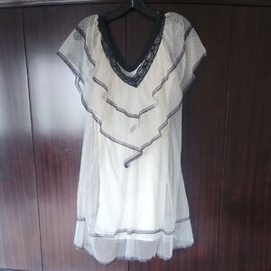 Chic Black and White Lace Baby Doll Mini Dress